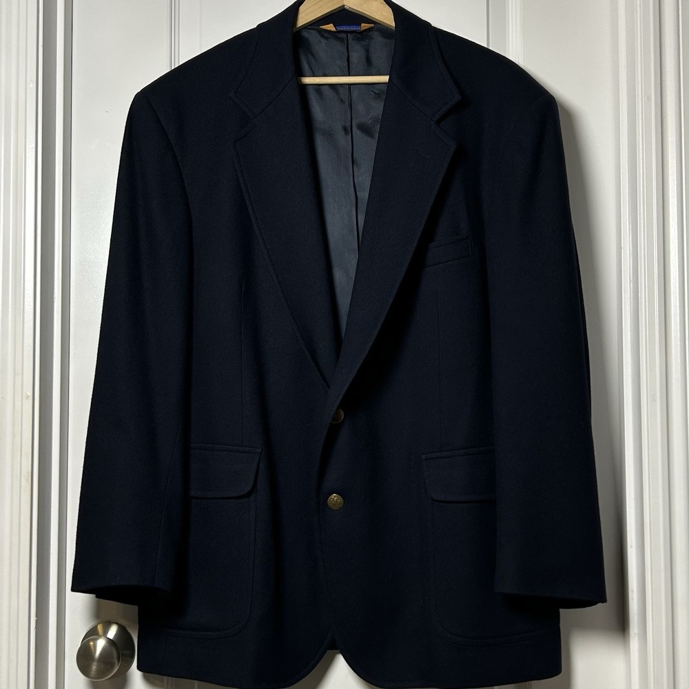 Pendleton‎ Vintage 100% Pure Virgin Wool Dark Navy Blue Gold Buttons Suit Blazer